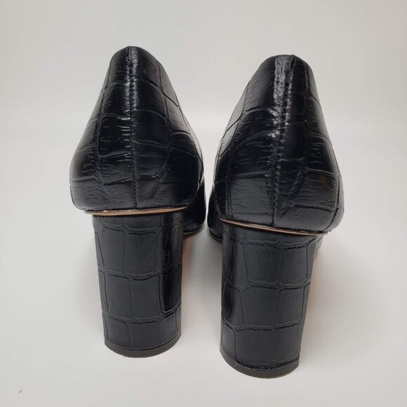 AD and Daughters Esmea Black Leather Croc Embossed Heels 7.5 - Picture 6 of 12